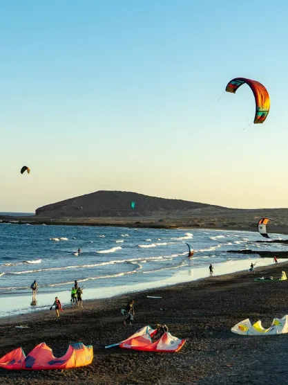 Water activities on the beach of South Tenerife